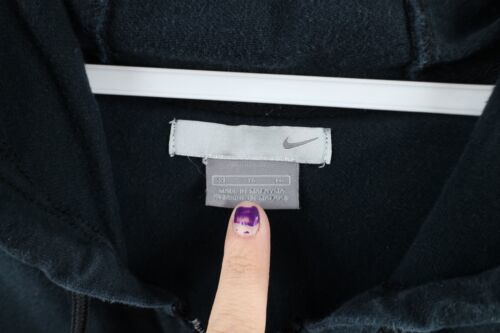 Vtg Nike Mens XL Faded Travis Scott Mini Swoosh Full Zip Hoodie Sweatshirt Black Item image 6