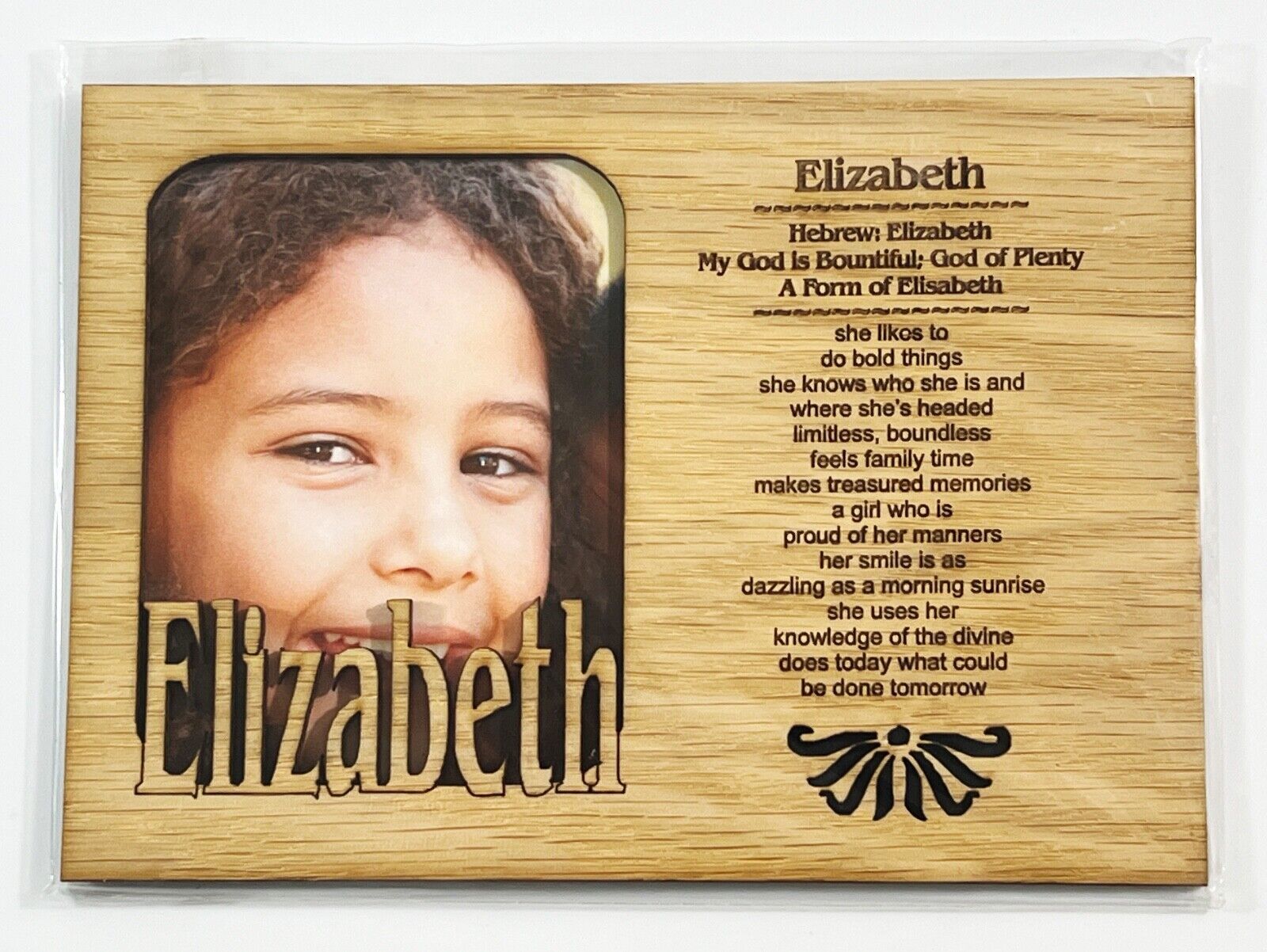 ELIZABETH Personalized Name Profile Laser Engraved Wood Picture Frame Ma... - $9.90