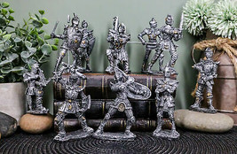 Ebros Set of 12 Medieval Knights w/ Swords Crossbow Halberds &amp; Shield Figurines - £32.73 GBP