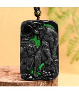 Real Genuine Black Jade Tiger and View Craving Pendant Necklace, Nature ... - £70.03 GBP