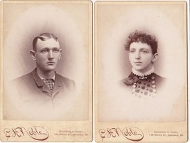 Joseph R. Jones &amp; Wife Mary Jane Hewey (2) Cabinet Photos - Gardiner, Maine - £13.98 GBP