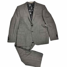VTG RETRO Joseph Abboud Slim Fit Gray Suit 44 Reg 38.5 Waist Camo Satin ... - $61.48