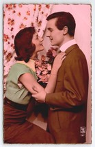 RPPC Couple Embracing Romance Ready For A Kiss Tinted Photo Postcard Y25 - £5.46 GBP