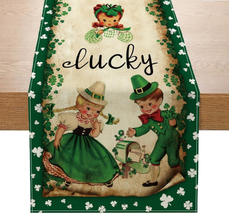 Vintage St. Patrick&#39;s Day Table Runner St Patricks Day Decorations - Green - £11.73 GBP