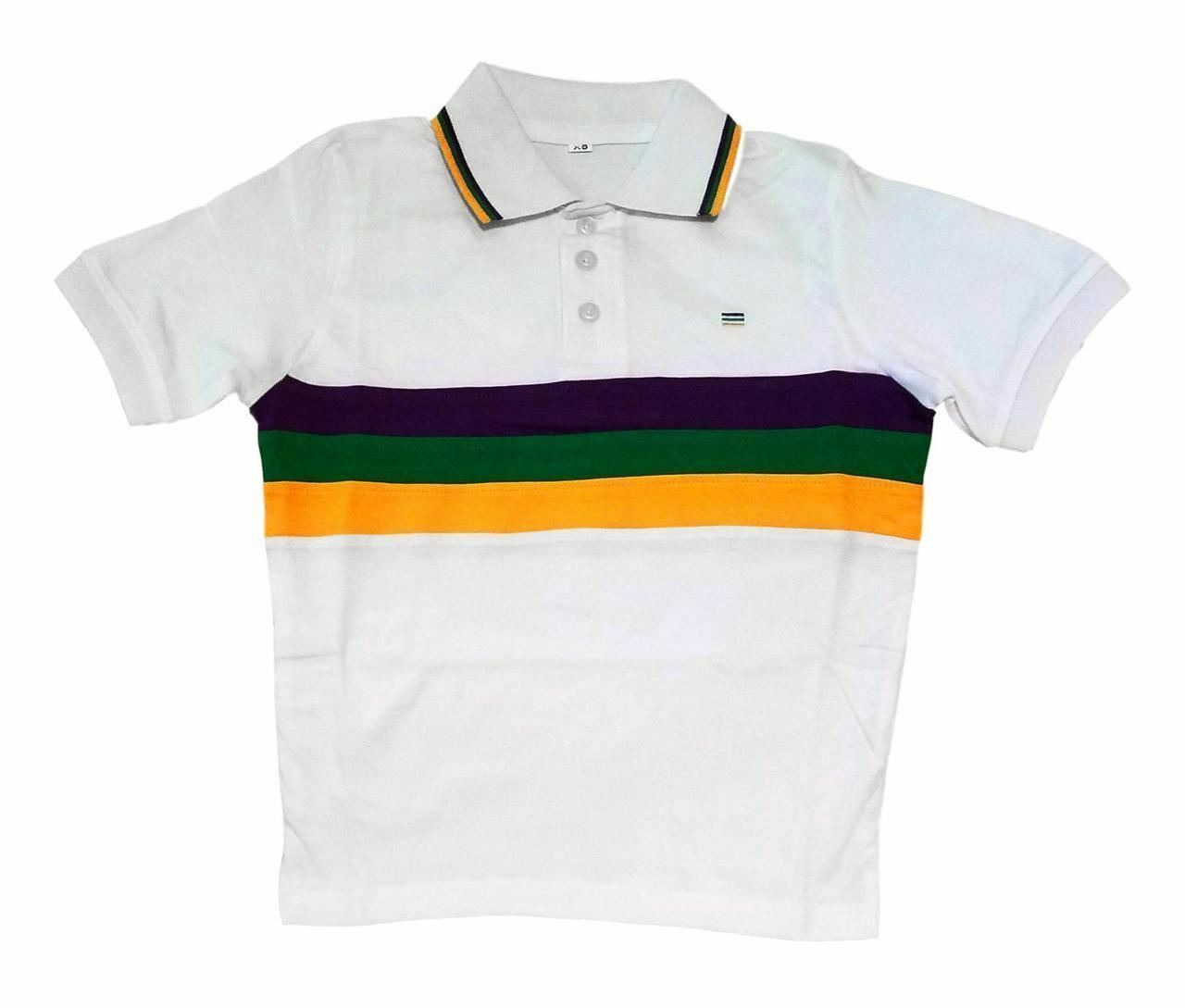 Primary image for Child Large Mardi Gras Rugby White Purple Green Yellow Knit SS Shirt