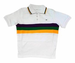 Child Large Mardi Gras Rugby White Purple Green Yellow Knit SS Shirt - £20.96 GBP