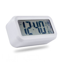 Digital Alarm Clock Large Lcd Display Thermometer Night Light Back Light White - £16.02 GBP