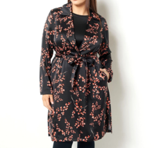 J Jason Wu Woven Printed Floral Trench Coat- BLACK, LARGE - £30.96 GBP