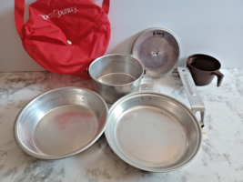 PALCO Aluminum Camping Mess Kit Cup, Pan, Pot w/Lid, Plate, Fry Pan, Carry Bag - £7.58 GBP