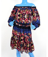 American Rag Cie Country Bohemian Floral Dress M 8 10 On Off Shoulder Sm... - $13.57 CAD