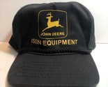 VTG John Deere Black w/ Logo Zip Back Hat Farmer Trucker Cap with Rope - £11.20 GBP