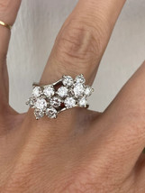 1.50Ct Lab-Created Diamond Cluster Engagement Ring 14K White Gold Plated Silver - £95.37 GBP