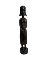 Vintage African Tribal Wood Carving Female Figure Statue Hand Carved Scu... - $49.50