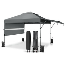 10&#39;x17.6&#39; Outdoor Instant Pop-up Canopy Tent Dual Half Awnings Adjust Patio Gray - £249.39 GBP