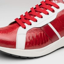 Lyon Genuine Ostrich and Calfskin Fashion Sneaker Red / White image 3
