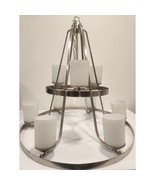 Brushed nickel 9-light chandelier with frosted glass shades - $3,214.83 MXN