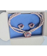 Avon Pink Pearlesque 2 strand Stunning Necklace &amp; Earrings / box /25 - £19.65 GBP