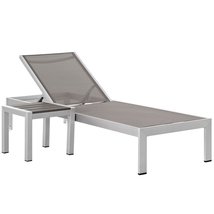 Modway Shore Aluminum Outdoor Patio Chaise Lounge Chair in Silver Gray - £244.35 GBP+