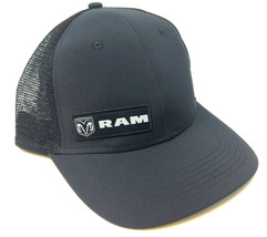 Dodge Ram Logo Solid Black Mesh Trucker Adjustable Curved Bill Snapback Hat Cap - £14.43 GBP