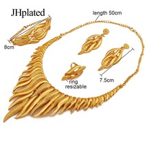 Dubai luxury Gold plated necklaces ring earrings bracelets jewelry sets Indian A - £26.53 GBP