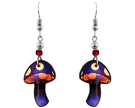 Abstract Magic Mushroom Graphic Dangle Earrings - Womens Psychedelic Fashion Han - £11.86 GBP