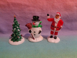 Lot Of 3 Miniature Dollhouse Christmas Figures Santa Snowman &amp; Tree - £9.48 GBP