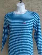 Nwt Just My Size Shaped Fit L/S Jersey Turquoise Striped Tee Top 2X - £5.43 GBP