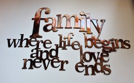 Family where life begins and love never ends metal wall art decor 16.5" x 9.5" - £37.19 GBP