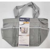 Portable Caddy Tote Organizer Indoor Outdoor Gray Mesh 9 Pockets Bathroom Tote - £6.76 GBP