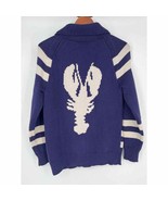 J Crew Women&#39;s Nautical Lobster Sweater Jacket Sz XS Blue White Knit - £135.51 GBP
