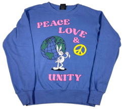 Vintage 90s BUGS BUNNY Looney Tunes SWEATSHIRT S/M PEACE &amp; LOVE Warner B... - $29.69