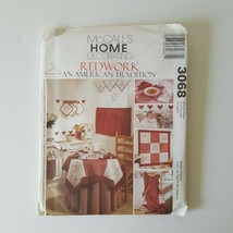 Mccalls Home Decorating Redwork 3068 Napkin Apron Dish&Hand Towel Potholder - $6.92