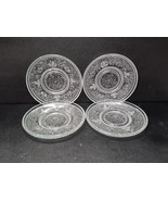 Crystal Textured Blue Onion Sandwich Glass Bread Plate Flower Scroll Set... - $827.93 MXN