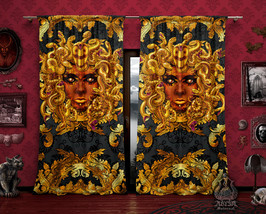 Gold Medusa Curtains, Extravagant Decor, Window Drapes, Sheer and Blackout, Sing - £131.09 GBP