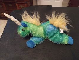 Toy Factory Furry Hairy Unicorn Stuffed Animal Plush 10&quot; Colorful Rare Long Horn - £20.96 GBP