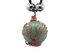 Mia Jewel Shop Tree of Life Copper Metal Wire Wrapped Round Healing Gemstone Cry - £12.65 GBP
