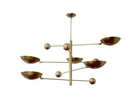 5 Light Pendant Mid Century Modern Raw Brass Sputnik chandelier light Fixture - £430.11 GBP