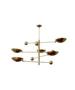 5 Light Pendant Mid Century Modern Raw Brass Sputnik chandelier light Fi... - £432.71 GBP