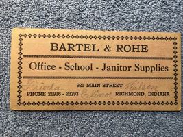 Richmond IN-Indiana Advertising Bartel Rohe Company OFFICE SCHOOL JANITO... - $19.78
