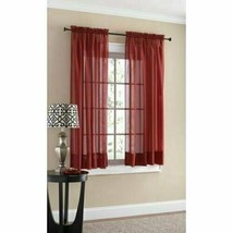MARJORIE CURTAIN PANEL PAIR (SET OF 2) - SHEER RED BURGUNDY 59&quot;x84&quot; Free... - £7.75 GBP