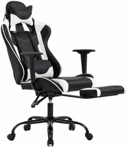 White Office Chair High back Computer Racing Gaming Chair Ergonomic Chair - £127.42 GBP