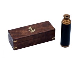 Deluxe Class Antique Brass Captains Spyglass Telescope with Leather 15&quot;&quot; and ... - £56.34 GBP