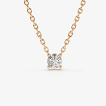 1Ct Round Cut Real Moissanite 14k Rose Gold Plated Solitaire Pendant Necklace - £52.30 GBP