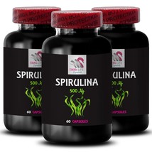 Super greens powder - SPIRULINA - Organic detox support 3 Bottle 180 Capsules - $51.26