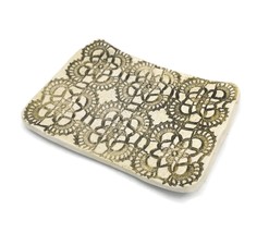 Artisan Ceramic Soap Dish With Drain, Vintage Lace Texture Bathroom Acce... - £28.81 GBP+