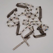 Glass Beaded Chain Rosary Stations Of The Cross Necklace Cross Pendant - £26.03 GBP