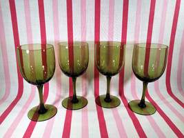 Fabulous Mid Century Sasaki Romance 4pc Water or Wine Goblet Glass Set Japan - £31.34 GBP