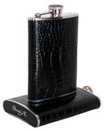 Brizard and Co Flask 8 oz. Black Croco Pattern Leather Made in USA NIB - $2,732.18 MXN