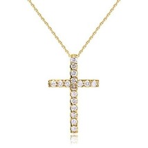 0.15CT Colgante Cruz Diamante Simulado Collar 14K Oro Amarillo Chapado Mujer - $90.27