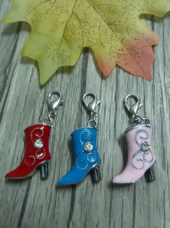 Lver lobster clasp cowboy boots charm keychain necklace pendant accessories diy jewelry thumb200